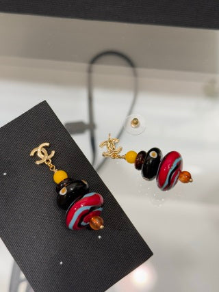 Chanel Colorful Bead CC Drop Earrings – Elegant Luxury Fashion Jewelry