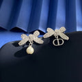Dior Bow Pearl Butterfly Earrings
