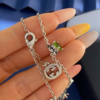 Gucci Mini Interlocking G Gemstone Chain Necklace