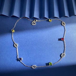 Gucci Mini Interlocking G Gemstone Chain Necklace