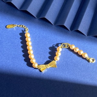 Dior Pearl Ribbon Bow Bracelet