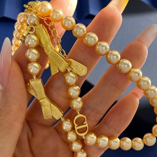 Dior Pearl Ribbon Bow Bracelet