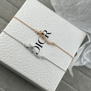 Dior Crystal Crescent Moon Charm Necklace