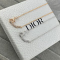 Dior Crystal Crescent Moon Charm Necklace