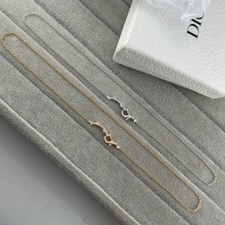 Dior Crystal Crescent Moon Charm Necklace