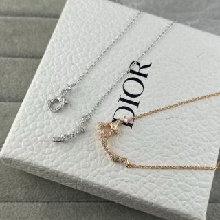 Dior Crystal Crescent Moon Charm Necklace