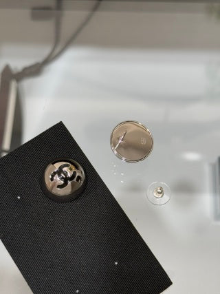 Chanel Vintage Round Signature Earrings