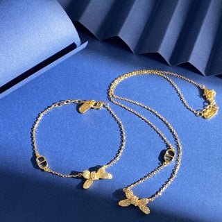 Dior Butterfly Crystal Charm Necklace