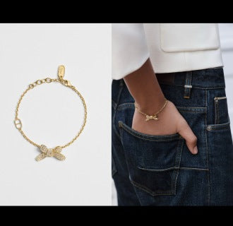 Dior Butterfly Crystal Charm Bracelet