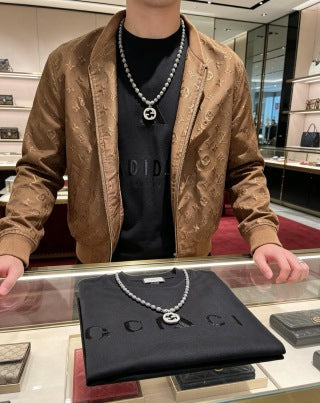 Gucci Interlocking G Beaded Medallion Long Chain Necklace