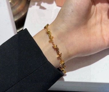 YSL Monogram Link Charm Chain Bracelet