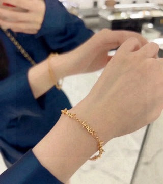 YSL Monogram Link Charm Chain Bracelet
