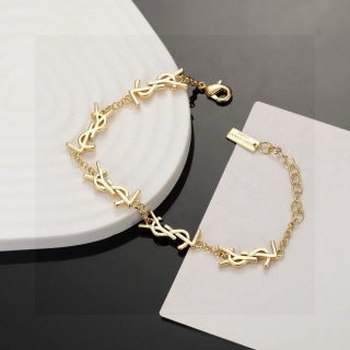 YSL Monogram Link Charm Chain Bracelet