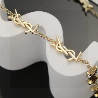 YSL Monogram Link Charm Chain Bracelet