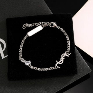 YSL Crystal Tag Chain Bracelet