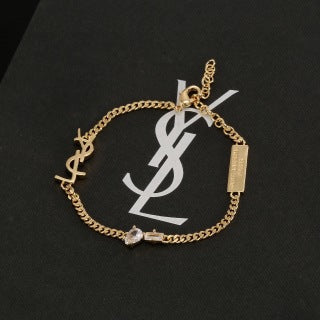 YSL Crystal Tag Chain Bracelet