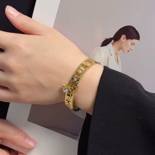Dior CD Beaded Chain Cuff Bracelet