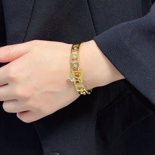 Dior CD Beaded Chain Cuff Bracelet