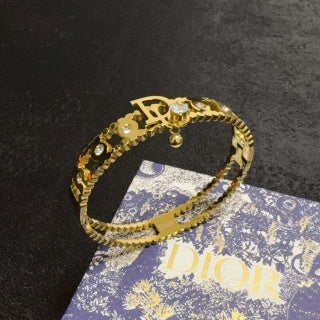 Dior CD Beaded Chain Cuff Bracelet
