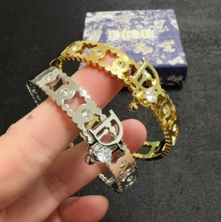 Dior CD Beaded Chain Cuff Bracelet