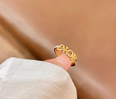 Dior CD Logo Open Gold Band Ring