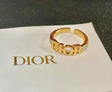Dior CD Logo Open Gold Band Ring