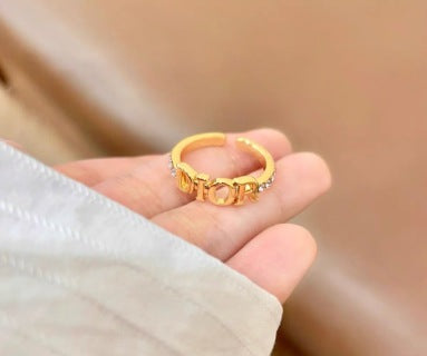 Dior CD Logo Open Gold Band Ring