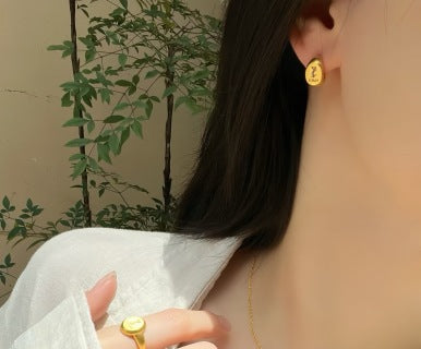 YSL Oval Logo Mini Stud Earrings