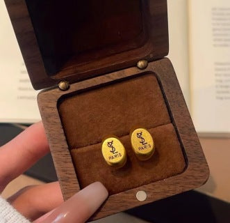 YSL Oval Logo Mini Stud Earrings