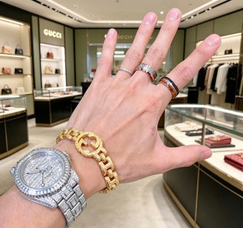 Gucci Interlocking G Geometric Link Medallion Bracelet