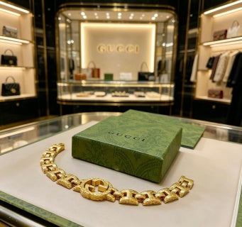 Gucci Interlocking G Geometric Link Medallion Bracelet
