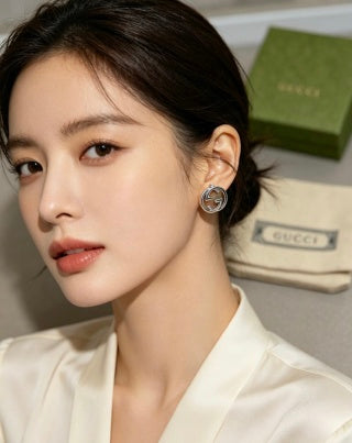 Gucci Interlocking G Circular Crystal Stud Earrings