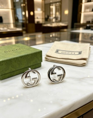 Gucci Interlocking G Circular Crystal Stud Earrings