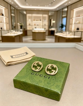 Gucci Interlocking G Circular Logo Drop Stud Earrings