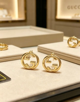 Gucci Interlocking G Circular Logo Drop Stud Earrings