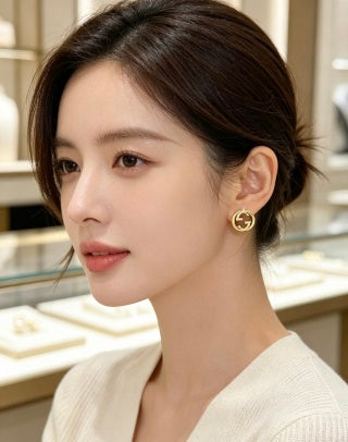 Gucci Interlocking G Circular Logo Drop Stud Earrings