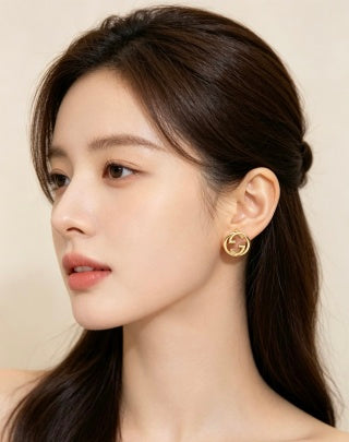 Gucci Interlocking G Circular Logo Drop Stud Earrings