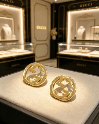 Gucci Interlocking G Circular Logo Drop Stud Earrings