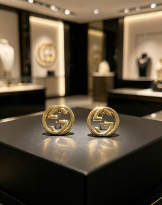 Gucci Interlocking G Circular Logo Drop Stud Earrings