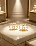 Gucci Interlocking G Pearl Circle Stud Earrings