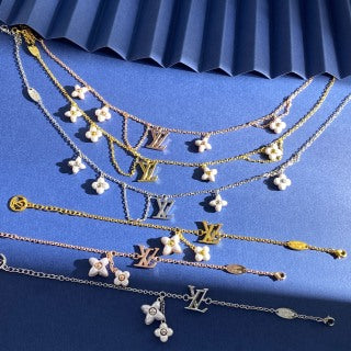 Louis Vuitton Pearl Blossom Letter Charm Bracelet