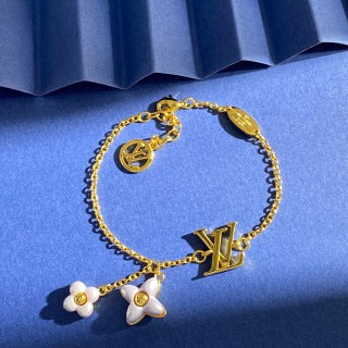 Louis Vuitton Pearl Blossom Letter Charm Bracelet