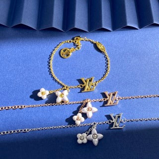 Louis Vuitton Pearl Blossom Letter Charm Bracelet