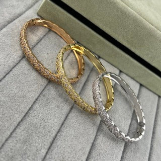 CHANEL Pavé Lattice Cuff Bracelet