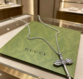 Gucci Interlocking G Winged Key Pendant Necklace