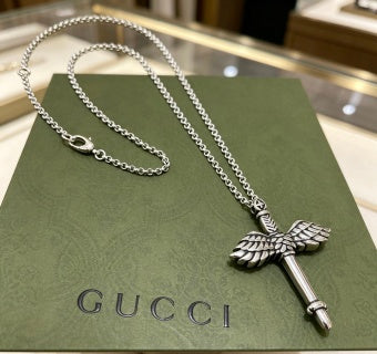 Gucci Interlocking G Winged Key Pendant Necklace