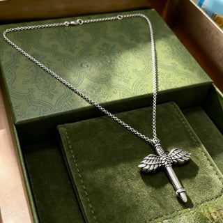 Gucci Interlocking G Winged Key Pendant Necklace