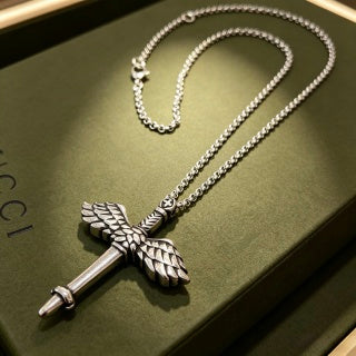 Gucci Interlocking G Winged Key Pendant Necklace