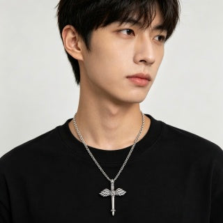 Gucci Interlocking G Winged Key Pendant Necklace