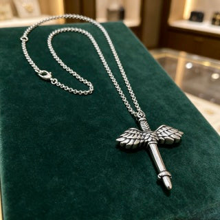Gucci Interlocking G Winged Key Pendant Necklace